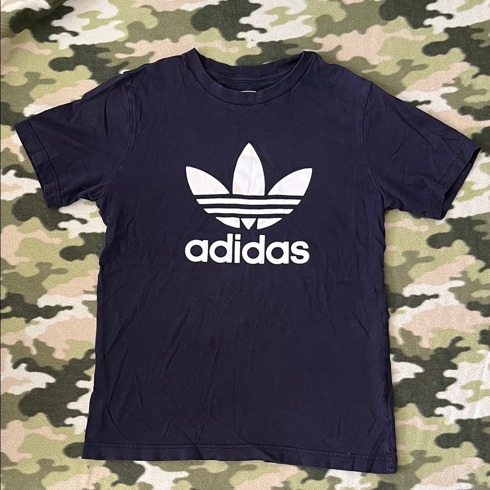 Adidas Kids Dark Blue Tee with White Logo